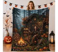 Mystical Forest Witch Autumn Thème Halloween Couverture 127 x 152,4 cm
