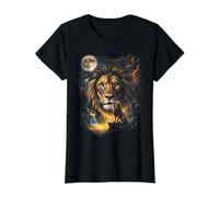 Mystical Lion Pleine Lune Safari Nature Art T-Shirt Graphique avec Valeur