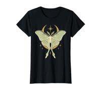 Mystical Luna Moth Croissant de Lune Céleste T-Shirt Graphique avec Valeur, Femme, Noir, M