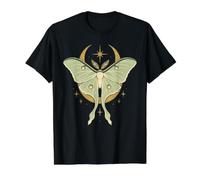 Mystical Luna Moth Croissant de Lune Céleste T-Shirt Graphique avec Valeur, Homme, Noir, M