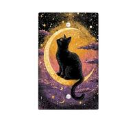 Mystical Night Cat Light Switch Plate / Outlet Covers Black Feline on Crescent Moon Theme, Perfect for Halloween Decor - Plaques murales thermoplastiques - Taille standard