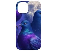Mystical Pigeon Trio avec Full Moon Meme Art Coque pour iPhone 14