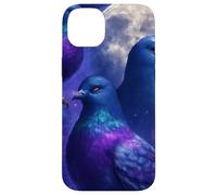 Mystical Pigeon Trio avec Full Moon Meme Art Coque pour iPhone 14 Plus