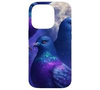 Mystical Pigeon Trio avec Full Moon Meme Art Coque pour iPhone 14 Pro
