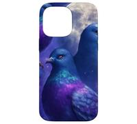 Mystical Pigeon Trio avec Full Moon Meme Art Coque pour iPhone 14 Pro Max