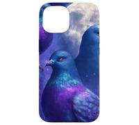 Mystical Pigeon Trio avec Full Moon Meme Art Coque pour iPhone 15