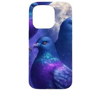 Mystical Pigeon Trio avec Full Moon Meme Art Coque pour iPhone 15 Pro