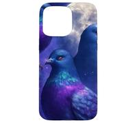 Mystical Pigeon Trio avec Full Moon Meme Art Coque pour iPhone 15 Pro Max