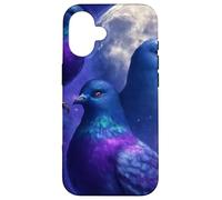 Mystical Pigeon Trio avec Full Moon Meme Art Coque pour iPhone 16