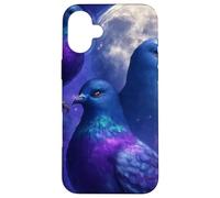 Mystical Pigeon Trio avec Full Moon Meme Art Coque pour iPhone 16 Plus