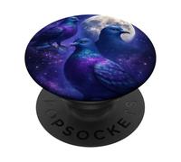 Mystical Pigeon Trio avec Full Moon Meme Art PopSockets PopGrip Adhésif