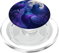 Mystical Pigeon Trio avec Full Moon Meme Art PopSockets PopGrip pour MagSafe
