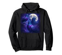 Mystical Pigeon Trio avec Full Moon Meme Art Sweat à Capuche