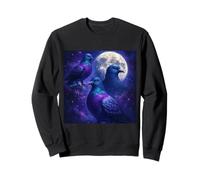 Mystical Pigeon Trio avec Full Moon Meme Art Sweatshirt