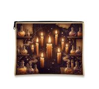 Mystical Potion Trousse de maquillage avec citation apothicaire 17,8 x 22,9 | Bouteilles de potion magiques, pochette de maquillage à fermeture éclair, bougies coniques lumineuses