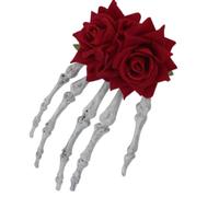 Mystical Skull Hand Hair Clip Avec Rose Embellissements Hairpin Hairpie Uniques Pour Halloween Party Fashion Statements Teen Adult Hair Accessoire