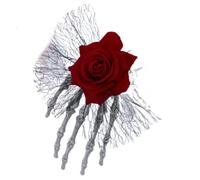 Mystical Skull Hand Hair Clip Avec Rose Embellissements Hairpin Hairpie Uniques Pour Halloween Party Fashion Statements Teen Adult Hair Accessoire