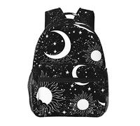 Mystical Sun Black White Moons And Stars Sac à dos décontracté élé pour femme Sacs à dos personnalisés pour ordinateur portable avec plusieurs poches Sac à dos pour ordinateur pour le travail, l
