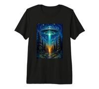 Mystical UFO Soucoupe Volante Forêt étoilée Théorie du Complot T-Shirt Haut de Gamme