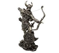 MystiCalls Grande figurine viking avec flèche et arc dans la lutte - Figurine viking décorative - Sculpture de guerrier