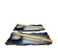 MystiCalls Lot de 8 pièces de vaisselle à sushi pour 2 personnes Bleu/noir - Set de service à sushi avec 2 assiettes à sushi, bols à sauce, baguettes, AMJ-001