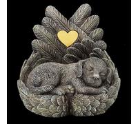 MystiCalls Urne pour chien - Chien dormant dans les ailes d'ange - Urne pour chien - Urne funéraire - Souvenir - Volume : 1,65 l