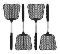 MYSTICHOME Lot de 4 tapettes à mouches télescopiques en plastique durable et robuste pour intérieur/extérieur/cuisine/jardin Noir