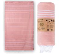 MyStilo Serviette de hammam 100 % coton recy urable et naturelle - Serviette de sauna, serviette de plage, serviette de douche, serviette de bain, serviette de yoga - Bleu pétrole - 100 x 200 cm