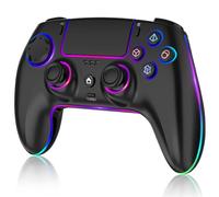 MYSTILUCK Manette de jeu sans fil pour PS-5/PC/Mac/iOS/Android/Steam Deck, manette de jeu avec 7 couleurs variables RVB lumières/effet Hall Joystick & Trigger/Dual Vibration/Turbo/Programmable
