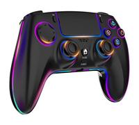 MYSTILUCK Manette Sans Fil pour PS-4/PS-3/Pro/PC/MAC/iOS/Android/Steam Deck, Gamepad avec éclairage RGB 7 Couleur/Joystick Effect Hall/Double Vibration/Turbo/Pavé Tactile/Prise Casque/Batterie 1500mAh