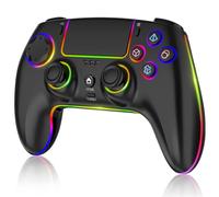 MYSTILUCK Wireless Controller Compatible with PS-5/Pro/PC/MAC/iOS/Android10/Steam Deck, Gamepad with 7 Colors RGB Lighting/Dual Vibration/Turbo/6 Axis Gyro Sensor/Headset Jack/1500 mAh Battery