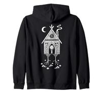 Mystique Baba Yaga Hutte Pizza Art Linogravure Sweat à Capuche