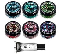 Mystique Eco Chunky Glitter de Moon Glitter biodégradable - 100% Cosmétique Bio Glitter pour visage, corps, ongles, cheveux et lèvres - 3g - Assortiment de 6 couleurs