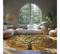 Mystique Fantastique Accent Tapis Arbre de Vie Milieu du siècle rétro Rond Tapis pour Ferme Chambre Bureau à Domicile Faible léger 80x80cm