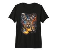 Mystique Lièvre Pleine Lune Art Forêt T-Shirt Haut de Gamme