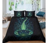 Mystique Scorpion Housse de Couette Hypoallergique 3 pièces 3D Imprimée Résistante Neon Tribal Art Style Parure de Lit avec 2 Taies d'oreiller Léger for Adulte Enfants Filles Super King（260x220cm）