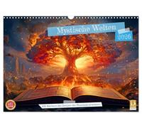 Mystische Welten - Mit Büchern die Grenzen der Phantasie erweitern (Wandkalender 2026 DIN A3 quer), CALVENDO Monatskalender: Welten der Bücher: Mystische Reisen mit magischen Portalen in Büchern.