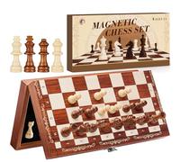 Mystooy Jeu d'échecs,29x29cm Echiquier Magnetique,Pliable Echecs en Bois avec Emplacements de Rangement,Portable Jeux D'echec de Voyage Plateau pour Enfants et Adultes,Chess Board Jeux De Stratégie