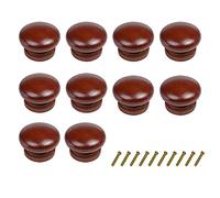 Mysummer Lot de 10 boutons de tiroir ronds en bois avec finition rouge marron en forme de champignon pour armoires de cuisine, meubles, commodes, armoires, tiroirs
