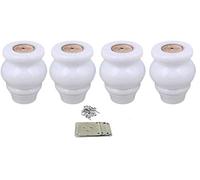 Mysummer Lot de 4 pieds de meubles en bois massif Blanc 9 cm