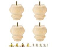 Mysummer Lot de 4 pieds de meubles en bois massif brut de 7,6 cm avec boulon M8 pré-percé pour meubles, ottoman, canapé, armoire, canapé