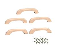 Mysummer Lot de 5 poignées en bois massif pour tiroirs avec revêtement transparent et lisse Distance entre les trous 9,6 cm - Pour meubles, armoire, placard, tiroir (inachevée)