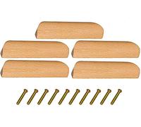 Mysummer Lot de 5 poignées en bois massif pour tiroirs avec revêtement transparent et lisse Distance entre les trous 9,6 cm - Pour meubles, armoire, placard, tiroir (peinture transparente)