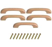 Mysummer Lot de 5 poignées en bois massif pour tiroirs avec revêtement transparent lisse Distance entre les trous 9,6 cm - Pour meubles, armoire, placard, placard (peinture transparente 2)