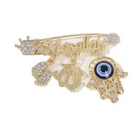 MYSUNBAR Épingle pour bébé fille garçon porte-bonheur Masallah Allah Ayetel Kürsi Prière Dua Nazar Boncuk œil turc, Cuivre