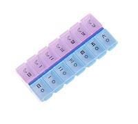 MYSUNBAR Pilulier hebdomadaire 7 jours x 2, symbole de soleil pour matin, lune et étoile pour le soir, anglais, 2 couleurs transparentes, multicolore, Organiseur de poche