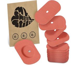 MySweetStitch - 25 x Freestyle Libre 1 & 2 pansement, Oval avec trou d'aération, Overpatch Ø 70 x 55 mm, protection capteur, imperméable, respirant, doux pour la peau, Fabriqué en Allemagne, Corail