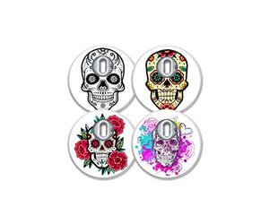 MySweetStitch - 4x Stickers pour capteur Freestyle Libre 3, Skull Fleuri avec trou d'aération, Fabriqué en Allemagne
