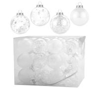 MytaYt 24 Pcs Boule Noel Boules de Noël en Transparent Boules de Noël Décoratives Deco Sapin Plastique Noel Interieur Decoration Sapin Noel pour Noël et Le Nouvel an(Blanc)