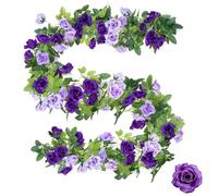 MytaYt Lot de 2 Guirlande De Fleurs Artificielles Violet 2,4M Guirlande de Roses Artificielles en Soie pour Mariage Jardin Mur Clôtures Tentes Décoration